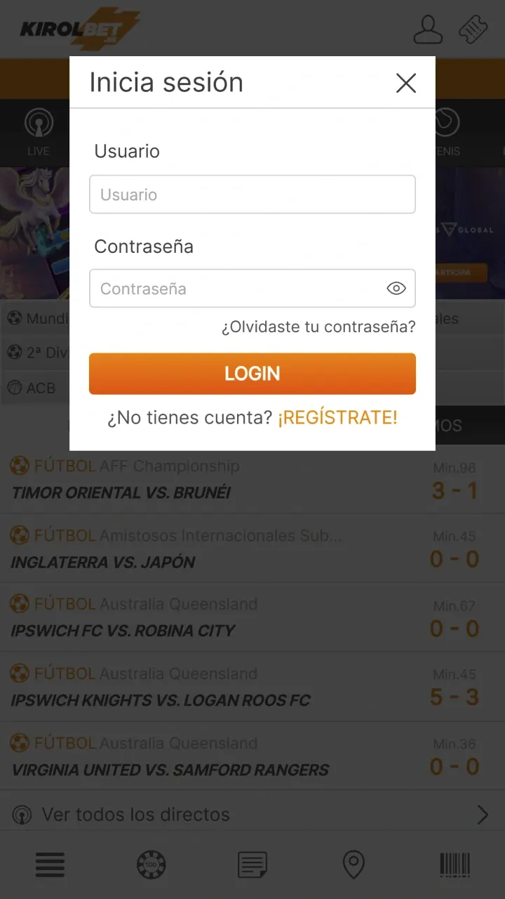 Inicia sesión en tu cuenta o regístrate en Kirolbet para apostar en baloncesto.